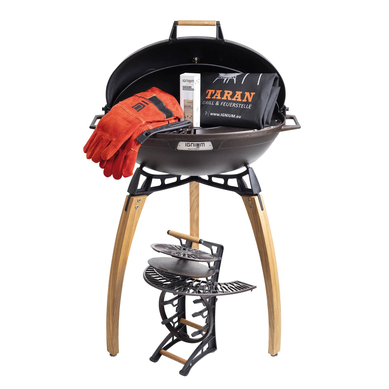 TARAN Premium Paket | Holzkohle-Grill mit Zubehör