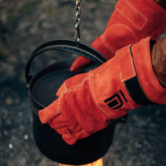 Grillhandschuhe aus Leder in rot