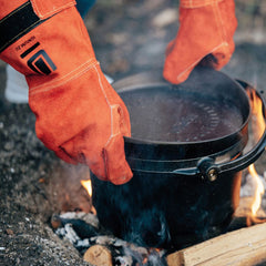 Grillhandschuhe aus Leder in rot