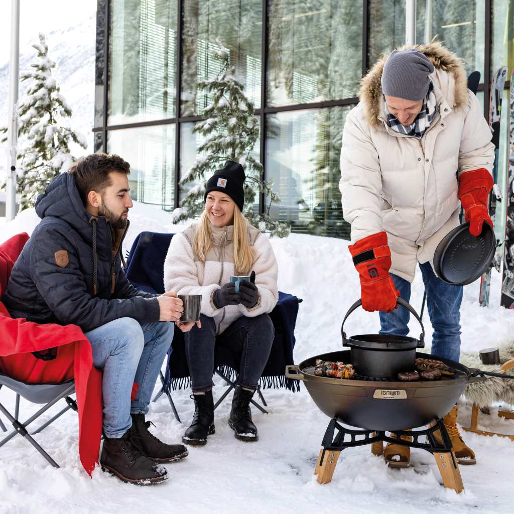 Grillhandschuhe aus Leder in rot